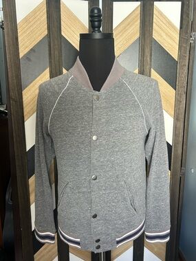 Alternative Men's Heather Gray Bomber Jacket with Contrast Trim